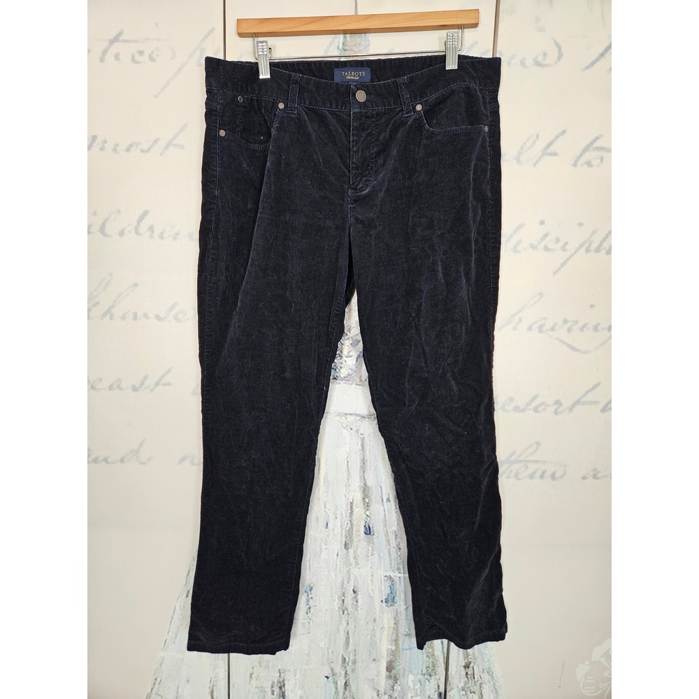Talbots Signature Boot Navy Blue Corduroy Pants 12 Mid Rise Bootcut Stretch